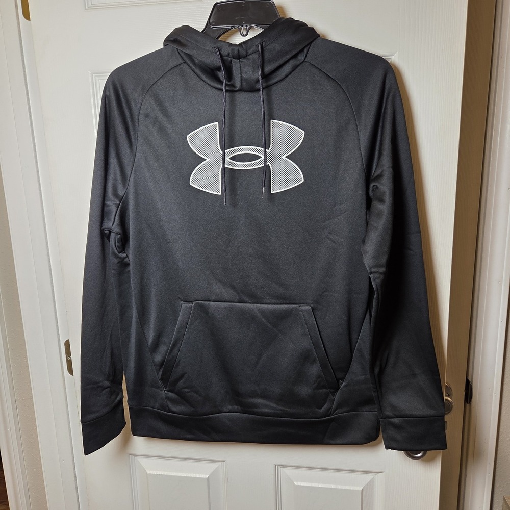 Under Armour men's M black fleece big logo hoodie NWT casual active cozy